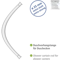 Rundduschstange Weiß 80 x 80 / 90 x 90 cm*Wenko Online