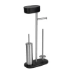 Wenko Stand WC-Garnitur mit Box Rivazza Schwarz integrierter Toilettenpapierhalter Ersatzrollenhalter und WC-Bürstenhalter mit Ablagebox