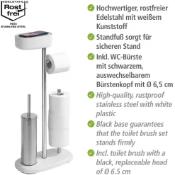 Wenko Stand WC-Garnitur mit Box Rivazza Weiß integrierter Toilettenpapierhalter Ersatzrollenhalter und WC-Bürstenhalter mit Ablagebox