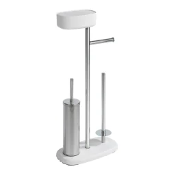 Wenko Stand WC-Garnitur mit Box Rivazza Weiß integrierter Toilettenpapierhalter Ersatzrollenhalter und WC-Bürstenhalter mit Ablagebox