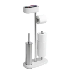 Wenko Stand WC-Garnitur mit Box Rivazza Weiß integrierter Toilettenpapierhalter Ersatzrollenhalter und WC-Bürstenhalter mit Ablagebox