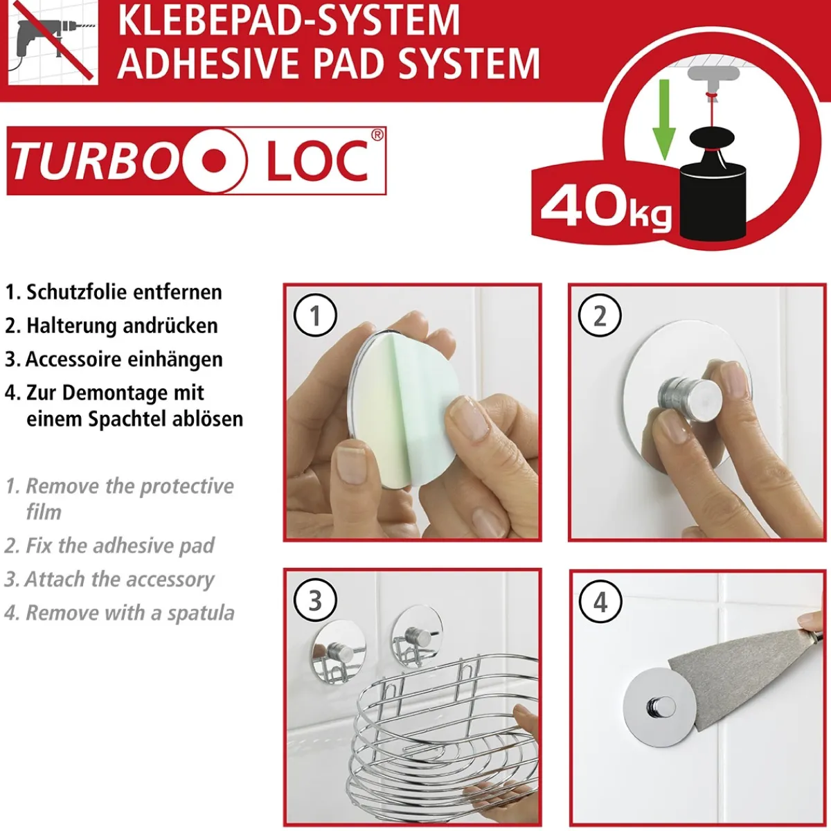 Wenko Turbo-Loc Edelstahl Toilettenpapierhalter Orea Black Matt WC-Rollenhalter Befestigen ohne bohren