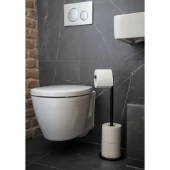 Stand Toilettenpapierhalter 2 in 1 schwarz^Wenko