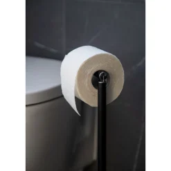Stand Toilettenpapierhalter 2 in 1 schwarz^Wenko