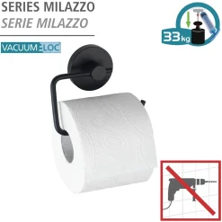 Toilettenpapierhalter Milazzo Schwarz Befestigen ohne bohren Vacuum-Loc^Wenko