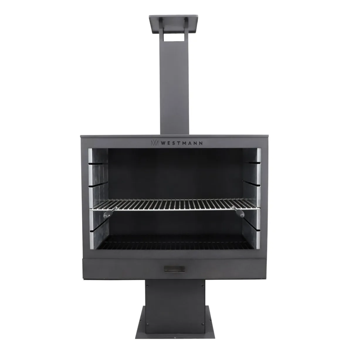 Terrassenofen Gartenkamin inkl. Grillrost 50x90x160cm Schwarz*Westmann Discount