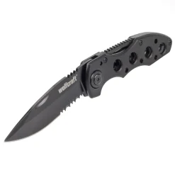 Wolfcraft Freizeitmesser mit klappbarer gezahnter Klinge