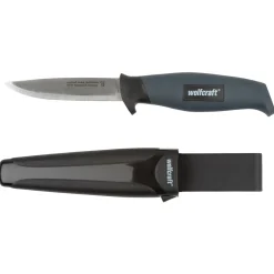 Wolfcraft Outdoormesser mit glatter Klinge und Köcher