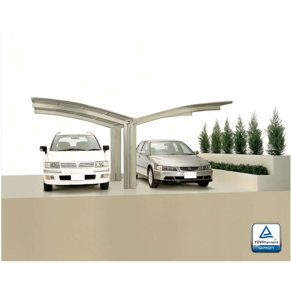 Ximax Carport Alu Portoforte 80 Y-Ausführung Edelstahl-Look